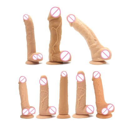 7In Fake Black Penis Flexible Silicone Dildo With Balls For Beginners Masturbation